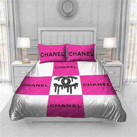 pink Chanel queen comforter set